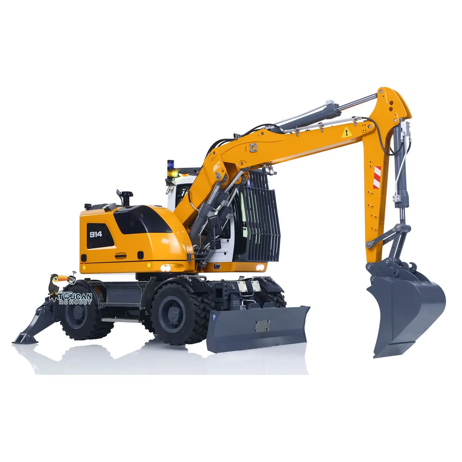 1/14 RC Hydraulic Wheeled Excavator LR914 8-ways Valve RTR Metal Remote Control 4*4 Digger Model Axle Lock Flysky PL18EV Lite
