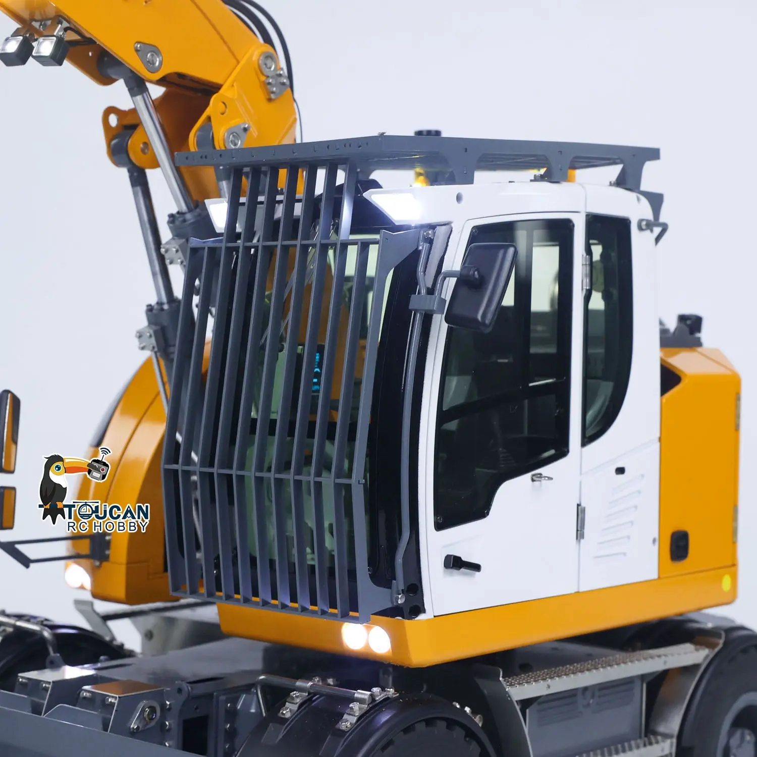 CUT Model 1/14 Remote Control Hydraulic Wheeled Excavator 3Arms LR914 8CH Valve Metal RC Digger Flysky PL18EV Lite Radio RTR