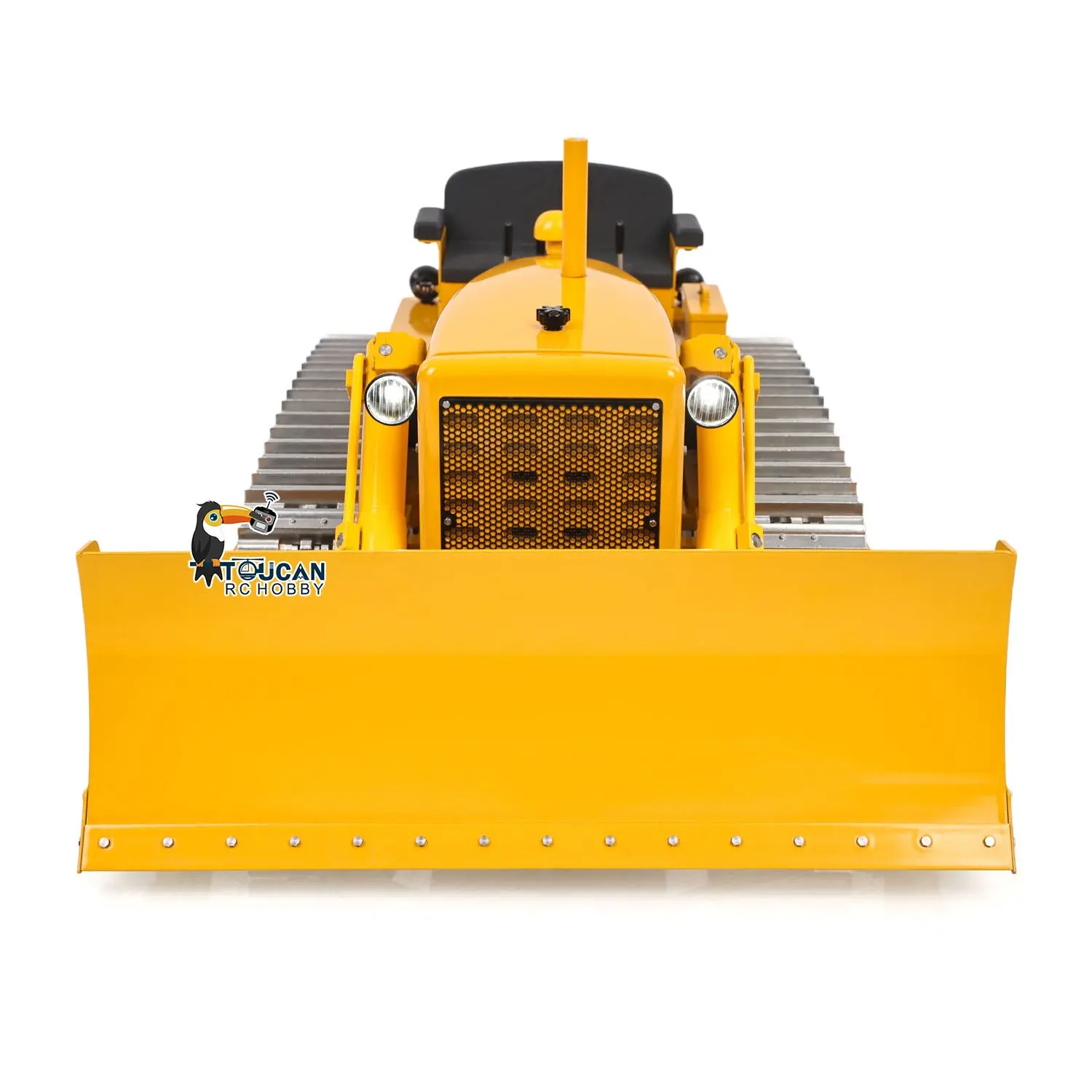 Metal 1/14 RC Bulldozer D7 Remote Control Dozer Model Hydraulic Construction Vehicles Truck Flysky Radio CNC Light Sound Battery