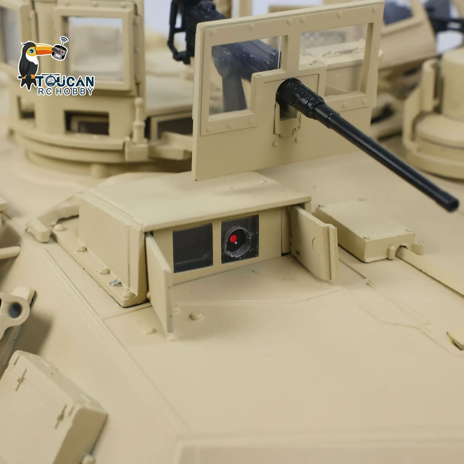 TOUCAN 1/16 Metal RC Tank M1A2 Abrams IR Dual Current Driving Gearbox Barrel Recoil Elevation 360 Turret Rotation Smoke RTR