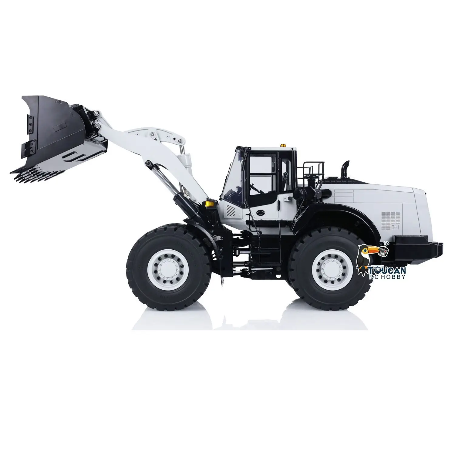 1/14 RC Metal Hydraulic Loader WA480 Remote Control Construction Heavy Machine Quick Coupler Fork Bucket Light Sound ST8 Radio