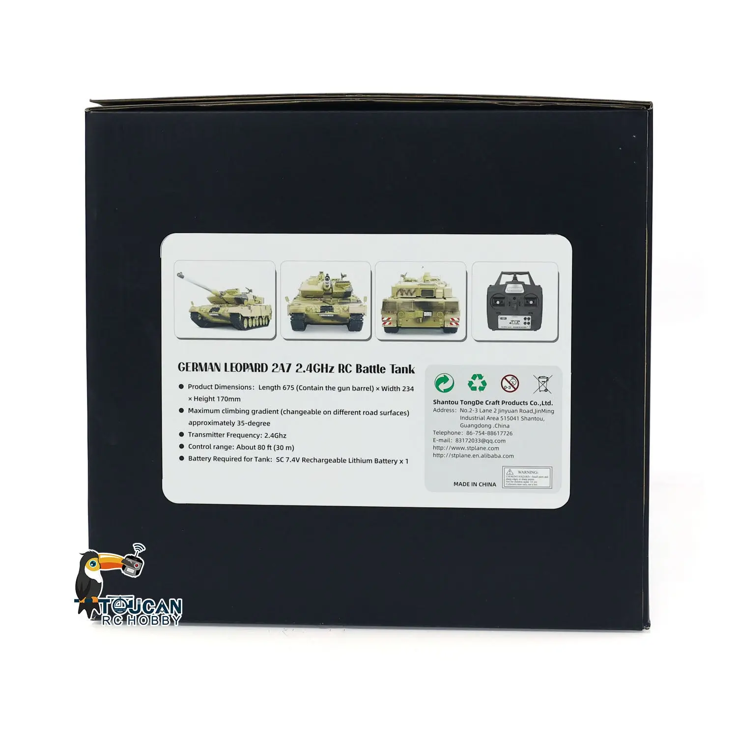 Tongde 1/16 RC Infrared Battle Tank German Leopard2A7 Electric Radio Control Military Vehicle Barrel Recoil Optional Version Painted