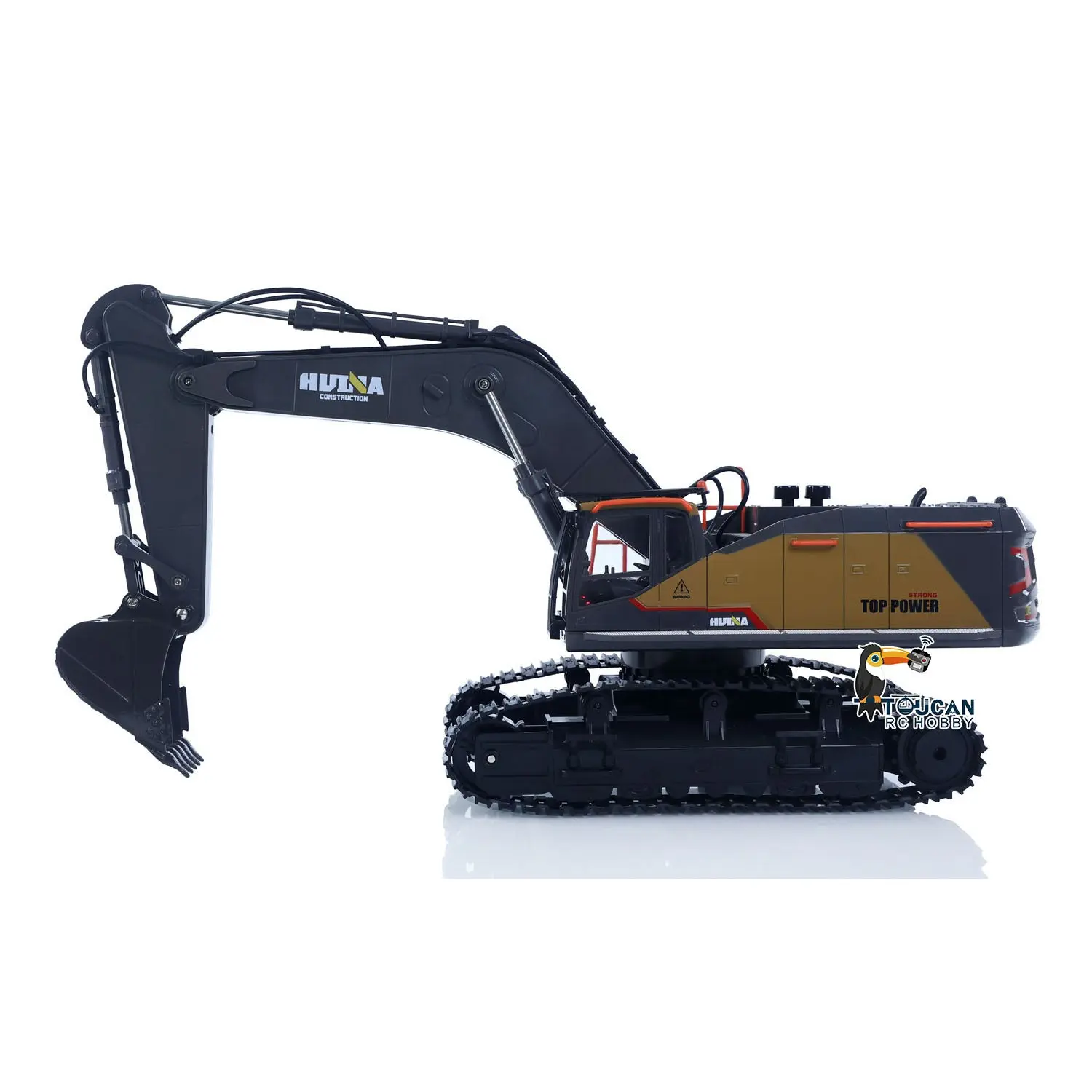 HUINA Toy 1/14 RC Tracked Excavator Car Ready To Run 592 Model Assembled Painted Gifts 2.4Ghz Radio Light Sound Tracks Battery