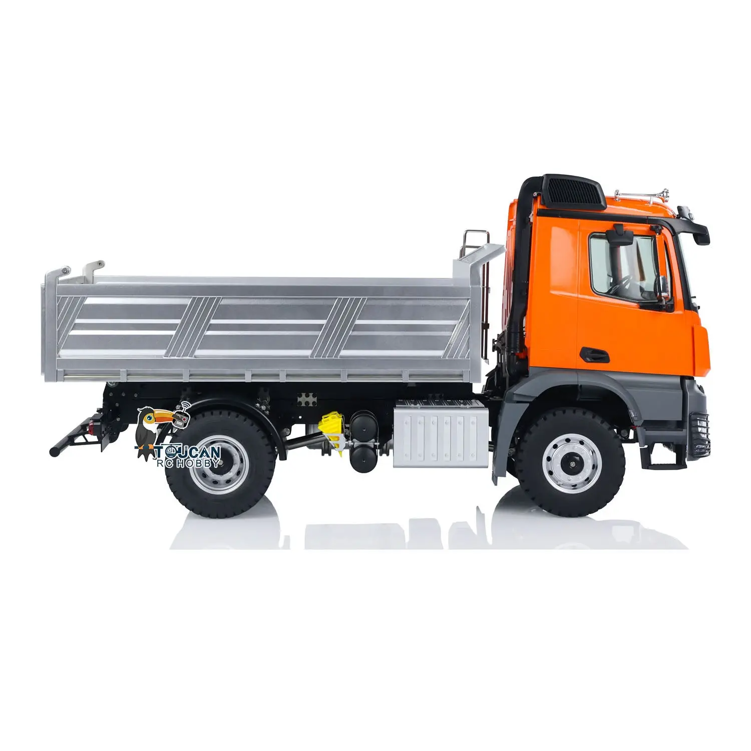 Kabolite 4*4 1/14 Plastic RC Dumper Truck 5701 Remote Control Tipper Car RTR Model 2-speed Gearbox Light Sound 2.4G Radio Controller and Receiver Battery