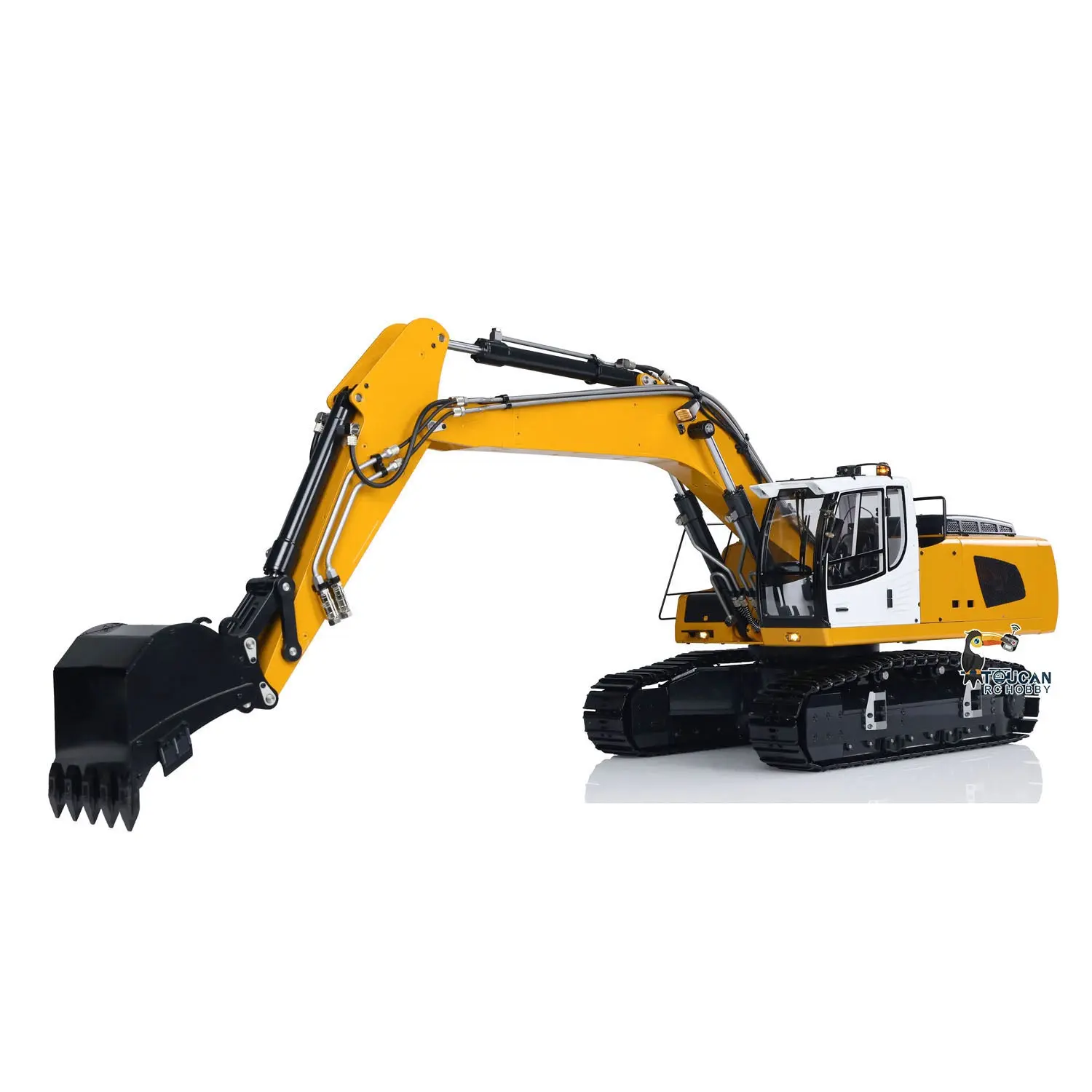 Remote Controlled Excavator 1/14 Scale 946 9CH Tracked Digger Two-Section Arm Metal Grab Bucket Ripper Light Motor ESC Cylinders