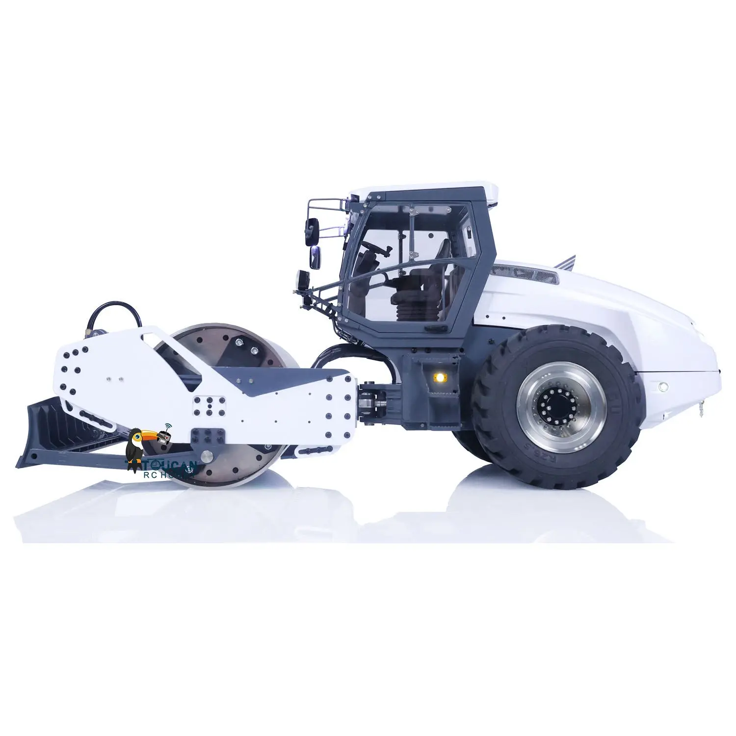 LESU 1/14 Hydraulic RC White Road Roller Aoue-H13i Electric Assembled Engineering Metal Vehicle Sound Light System ESC Motor