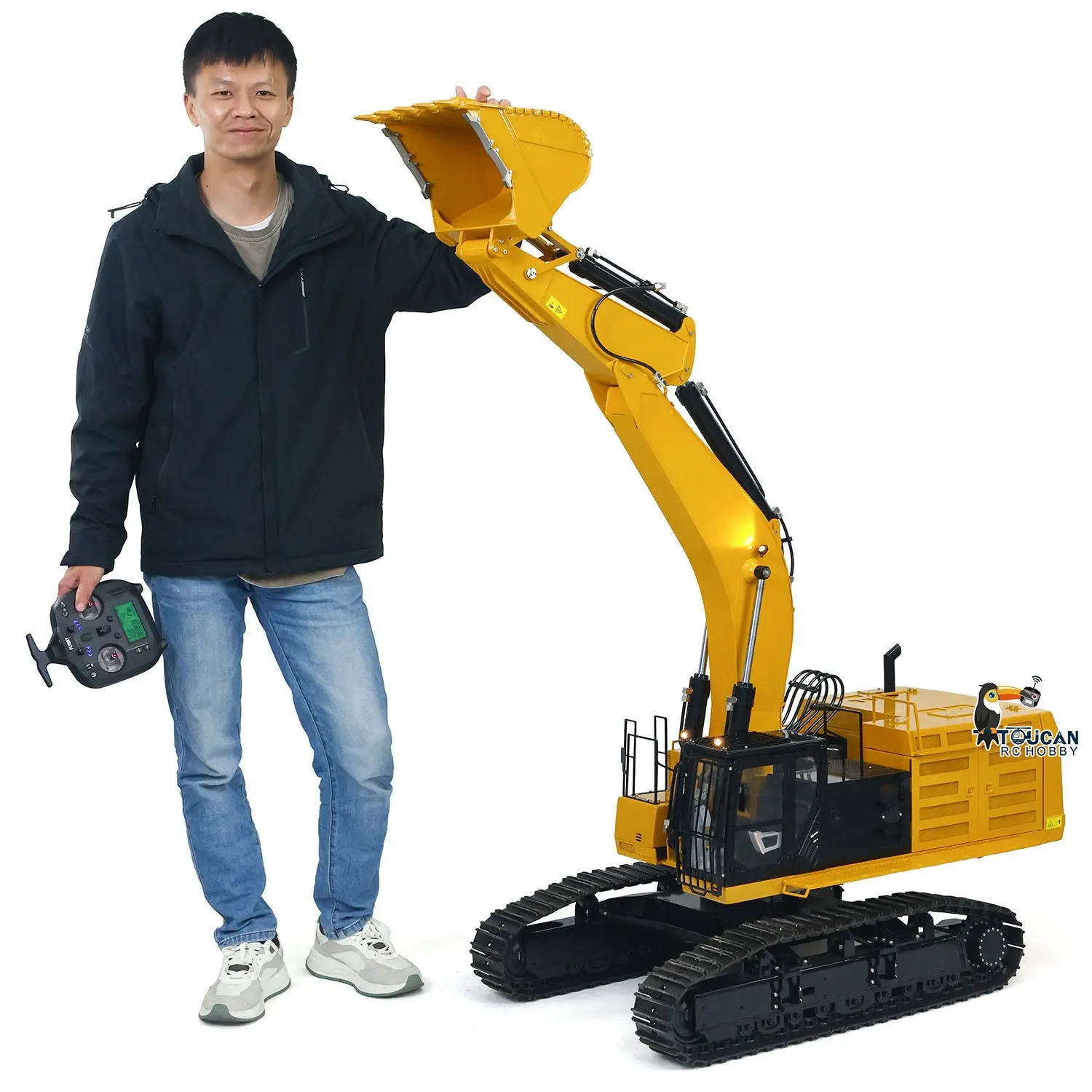 150KG! Metal 1/8 390F RC Hydraulic Excavator Heavy Duty Construction Vehicles Remote Control Digger ESC Servo RTR Light Sound System