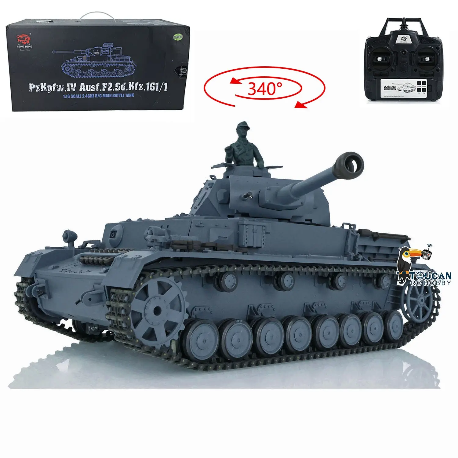 2.4G Henglong 1/16 Scale RC Tank 3859 Plastic German Panzer IV F2 RTR 7.0 Tank w/ Smoking Gearbox BB Shooting Road Wheels Tracks