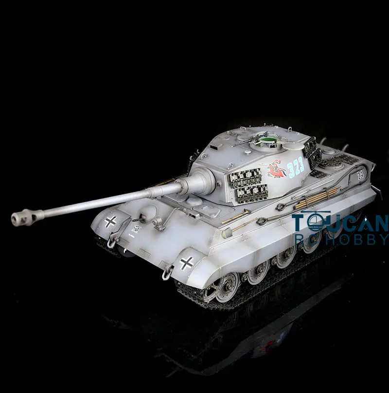 Henglong 1/16 Radio Control Tank 7.0 King Tiger RC Tank 3888A w/ FPV Barrel Recoil 360Degrees Rotating Turret Metal Road Wheels Smoking