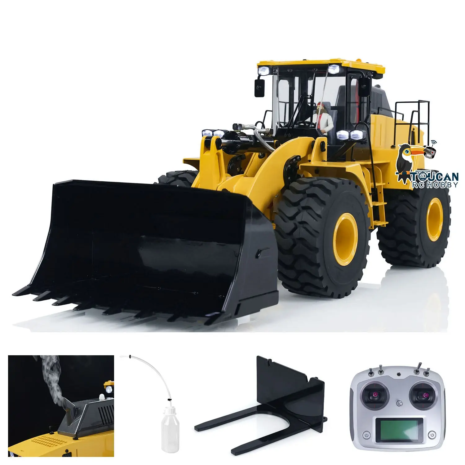 1/14 Scale Metal 470 Hydraulic RC Heavy-duty Loader Radio Control Construction Vehicle Smoke Sound Light Painted Assembled Wheel Loader Model