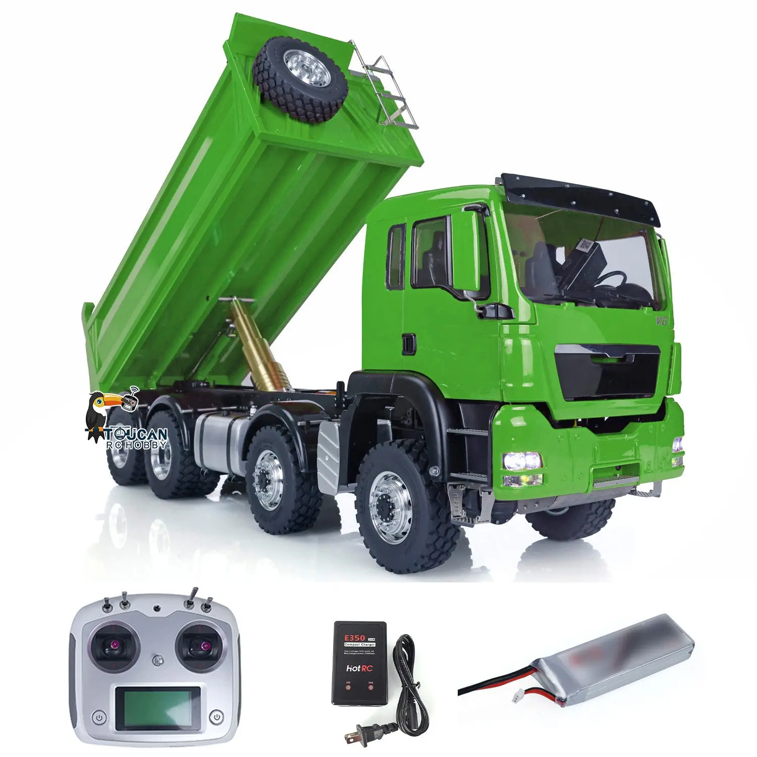 LESU 8x8 1/14 RC Hydraulic Lifting Dumper Truck Model Radio Control Painted Car 540 Power Motor 2-speed High Torque Transmission