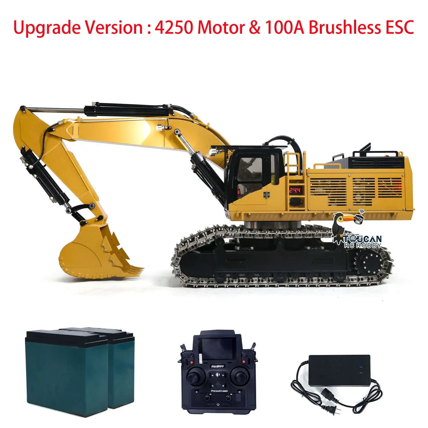 TOUCAN 1/8 385CF Metal Hydraulic RC Excavator RTR 150KG Heavy Duty Remote Control Diggers Ready to Run Upgraded Version Models