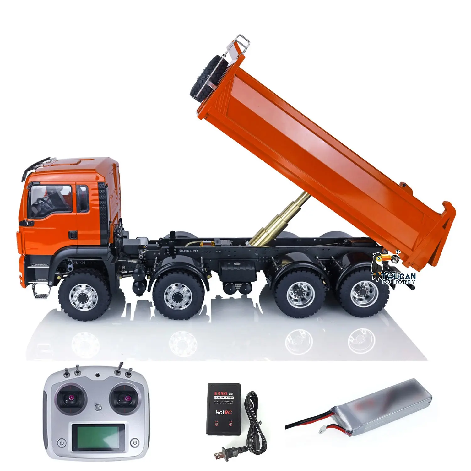Customized LESU 1/14 8x8 Hydraulic RC Dumper Truck RTR Remote Controlled Tipper Simulation Model DIY Car Model Motor Servo ESC