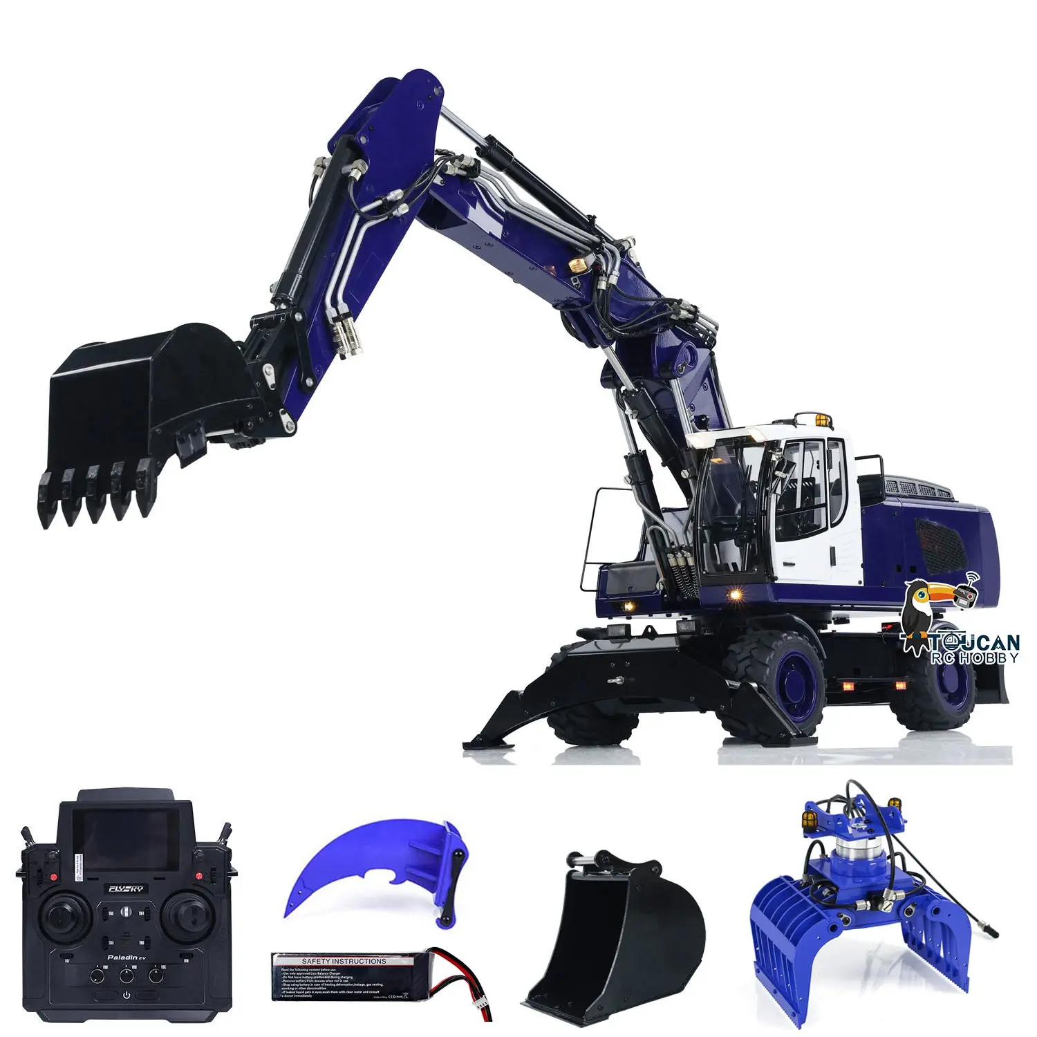 Metal 1/14 R946 Wheeled Hydraulic RC Excavator Remote Controlled Digger Simulation DIY Model Grab Ripper FlySky PL18EV