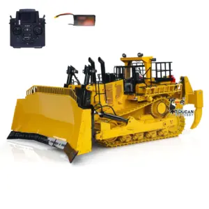 TOUCAN 1/14 Metal RC Bulldozer D11T RTR Remote Controlled Hydraulic Dozers Construction Vehicle Model Paladin PL18EV Smoking Sound Light Servo Motor ESC