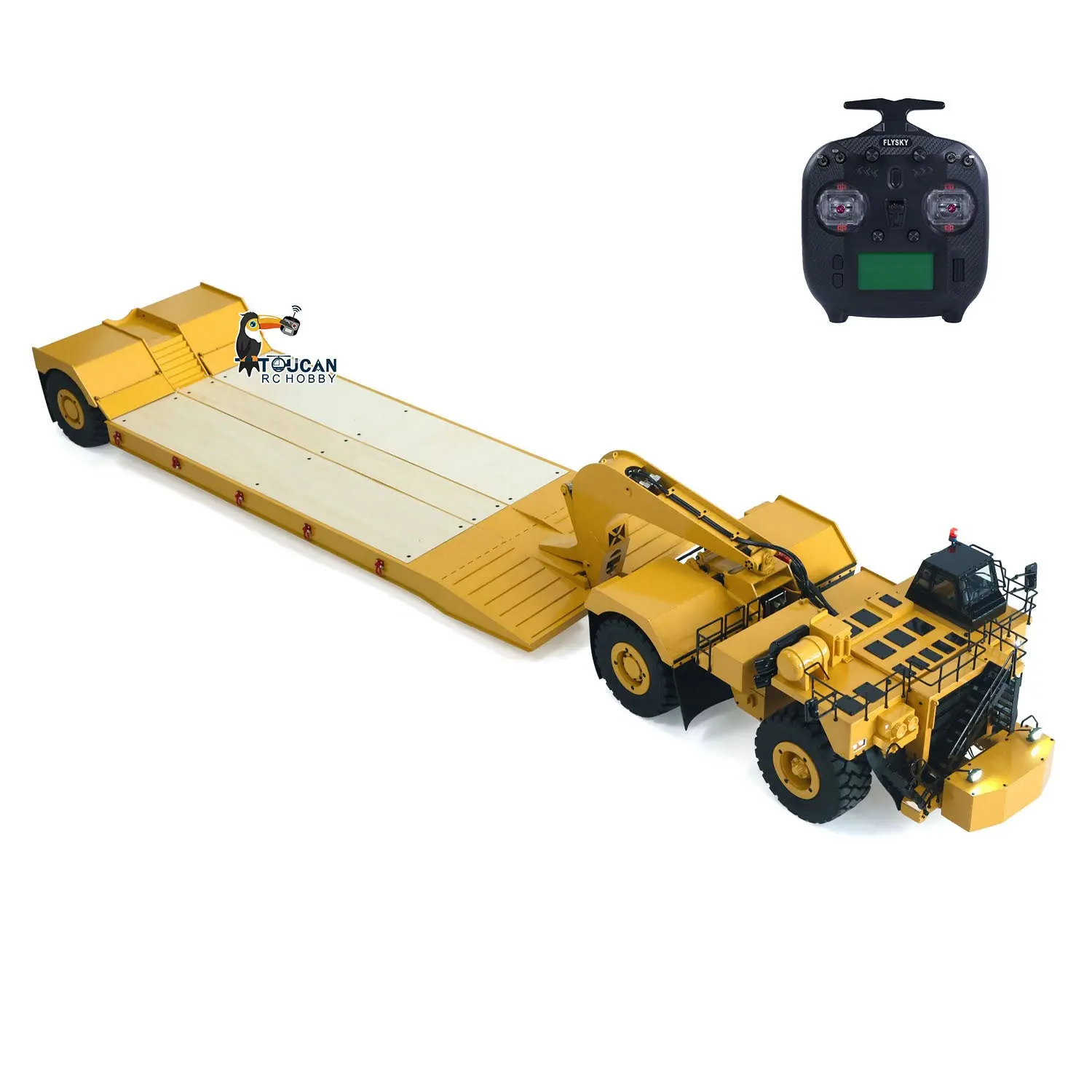 1.8Meters Long! Metal 1/20 RC Heavy Duty Hydraulic Mining Trailer C739D PRO Gooseneck Car Remote Control Construction Vehicle