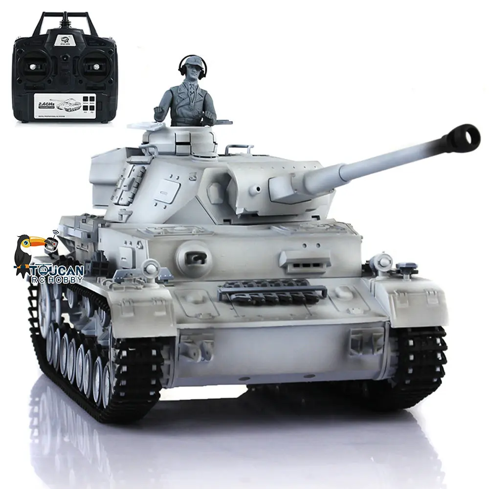 2.4G Henglong 1/16 Scale RC Tank 3859 Plastic German Panzer IV F2 RTR 7.0 Tank w/ Smoking Gearbox BB Shooting Road Wheels Tracks