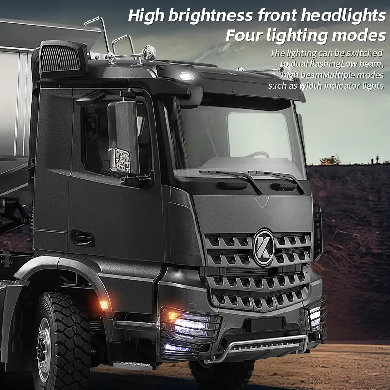 Kabolite 4*4 1/14 Plastic RC Dumper Truck 5701 Remote Control Tipper Car RTR Model 2-speed Gearbox Light Sound 2.4G Radio Controller and Receiver Battery