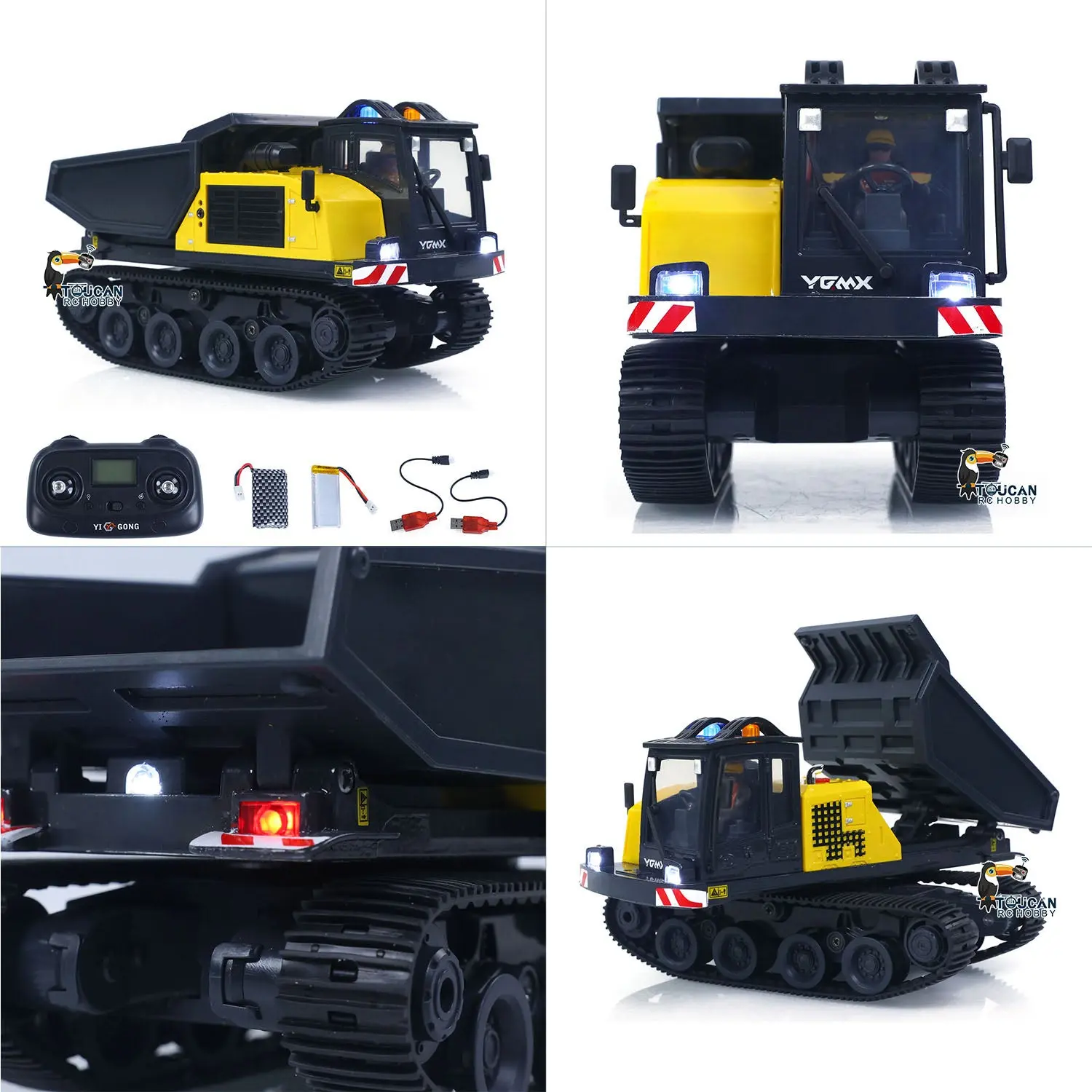 1/50 T14R Panther RTR Electric RC Crawler Dump Truck Construction Vehicle Tracked Tipper Finished Model Toys Lights Sounds Unit
