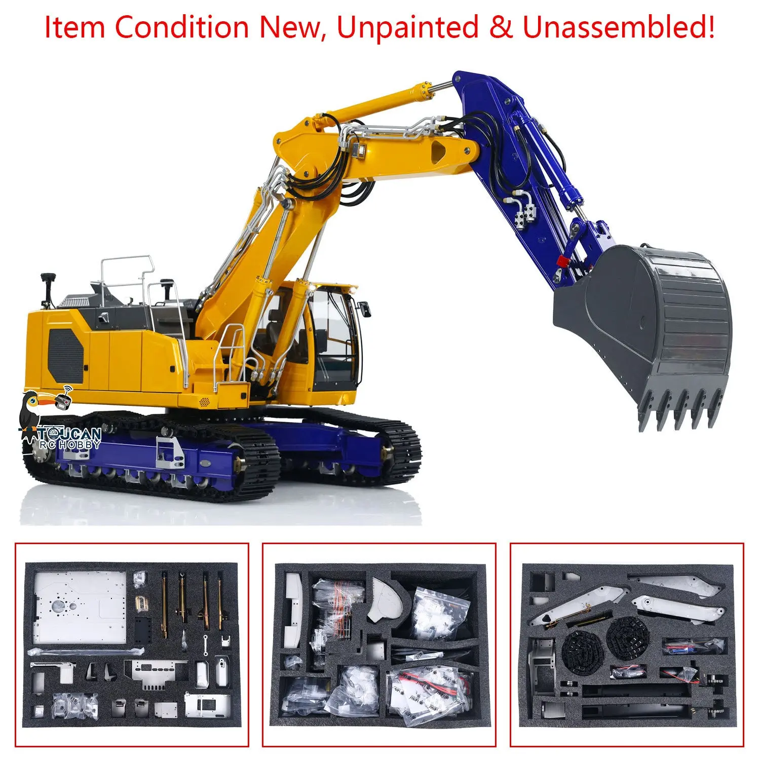 LESU 1/14 3-arm LR945 RC Hydraulic Excavator Remote Control Digger Heavy-duty Electric Hobby Model Kits Unpainted and Unassembled