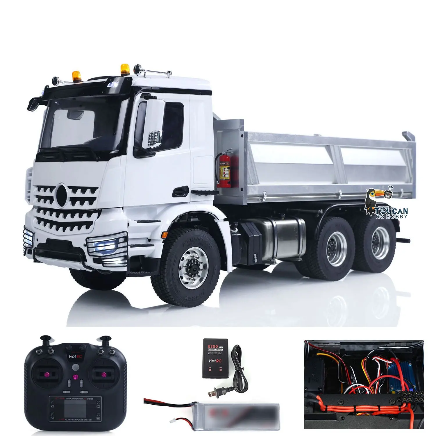 2Speed 3348 Metal Chassis 1/14 RTR RC Hydraulic Dumper Remote Control Tipper Model NO Lock Differential Axle Light Sound Battery
