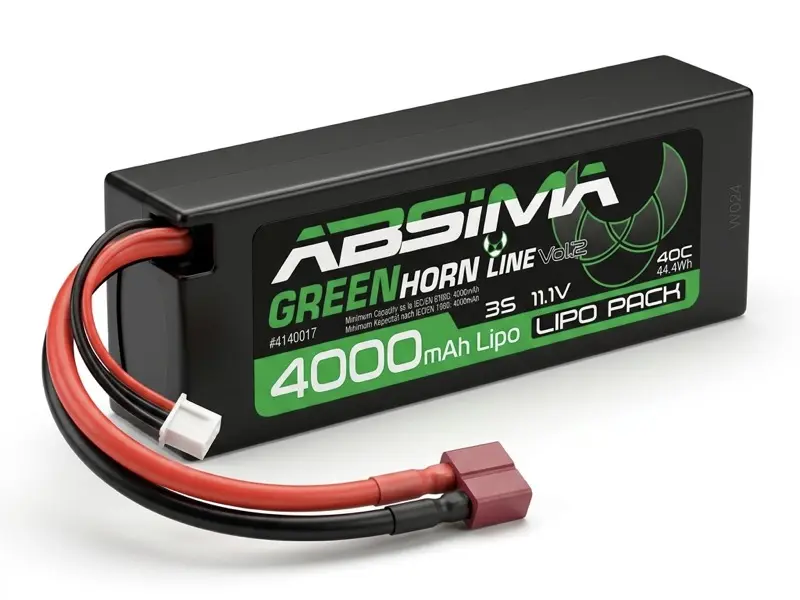 Greenhorn Lipo 3s/11.1v 40c 4000 Hc Low Profile (T-Plug)