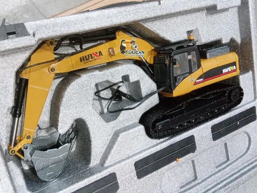 HUINA New Upgrade 580 1/14 Metal Excavator Model Engineering Vehicle Electric Ball Grabber 360 Rotating Shear Claw Sound Lights