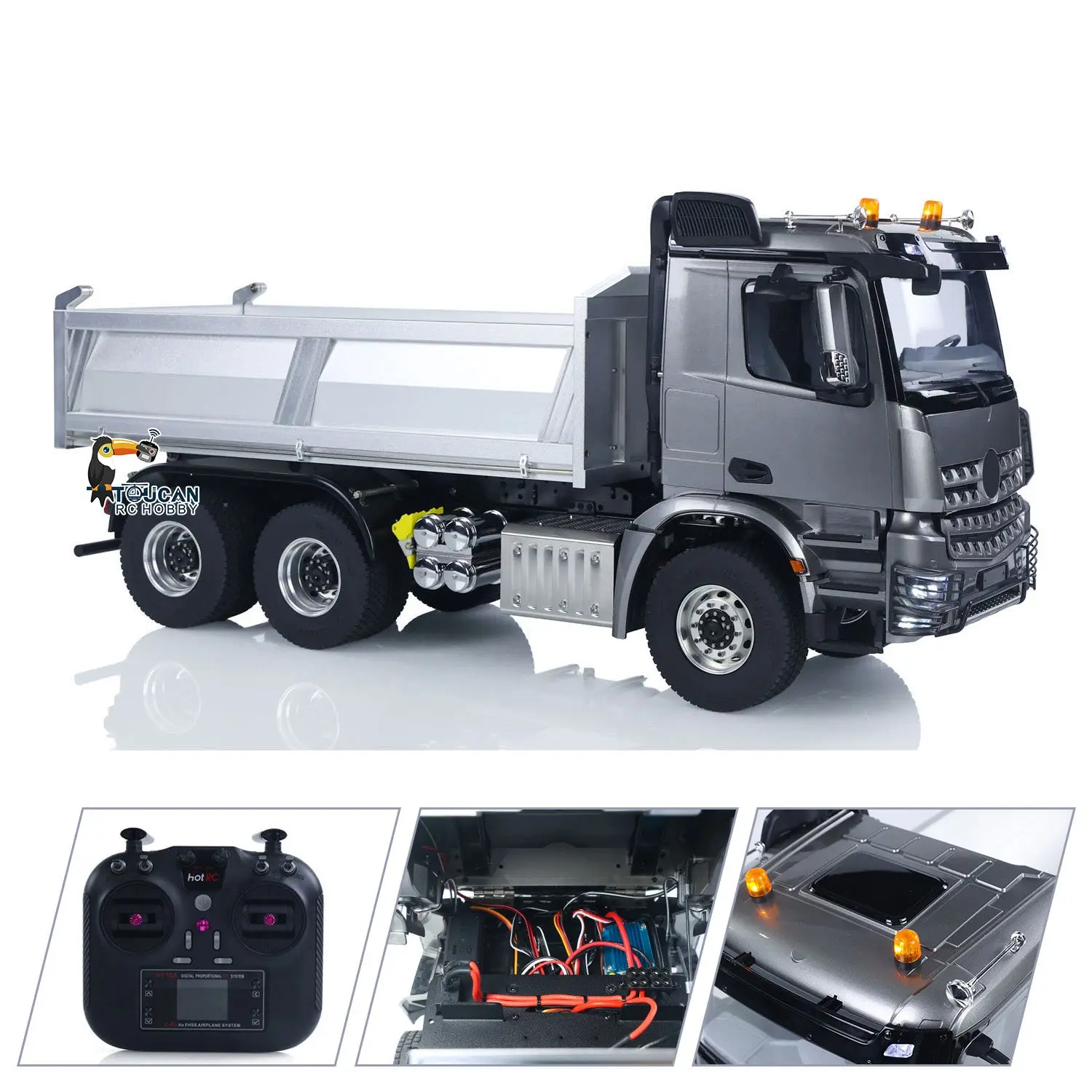 MD 1/14 6*6 Metal RC Hydraulic Dumper Truck 3348 2025Type 6WD Radio Controlled Tipper Lorry Car Model Metal Chassis 2Speed Gearbox Light Sound ESC Motor