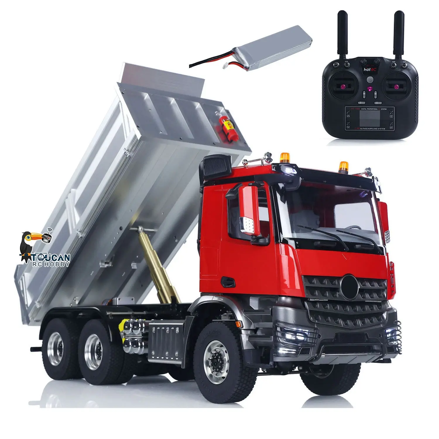2Speed 3348 Metal Chassis 1/14 RTR RC Hydraulic Dumper Remote Control Tipper Model NO Lock Differential Axle Light Sound Battery