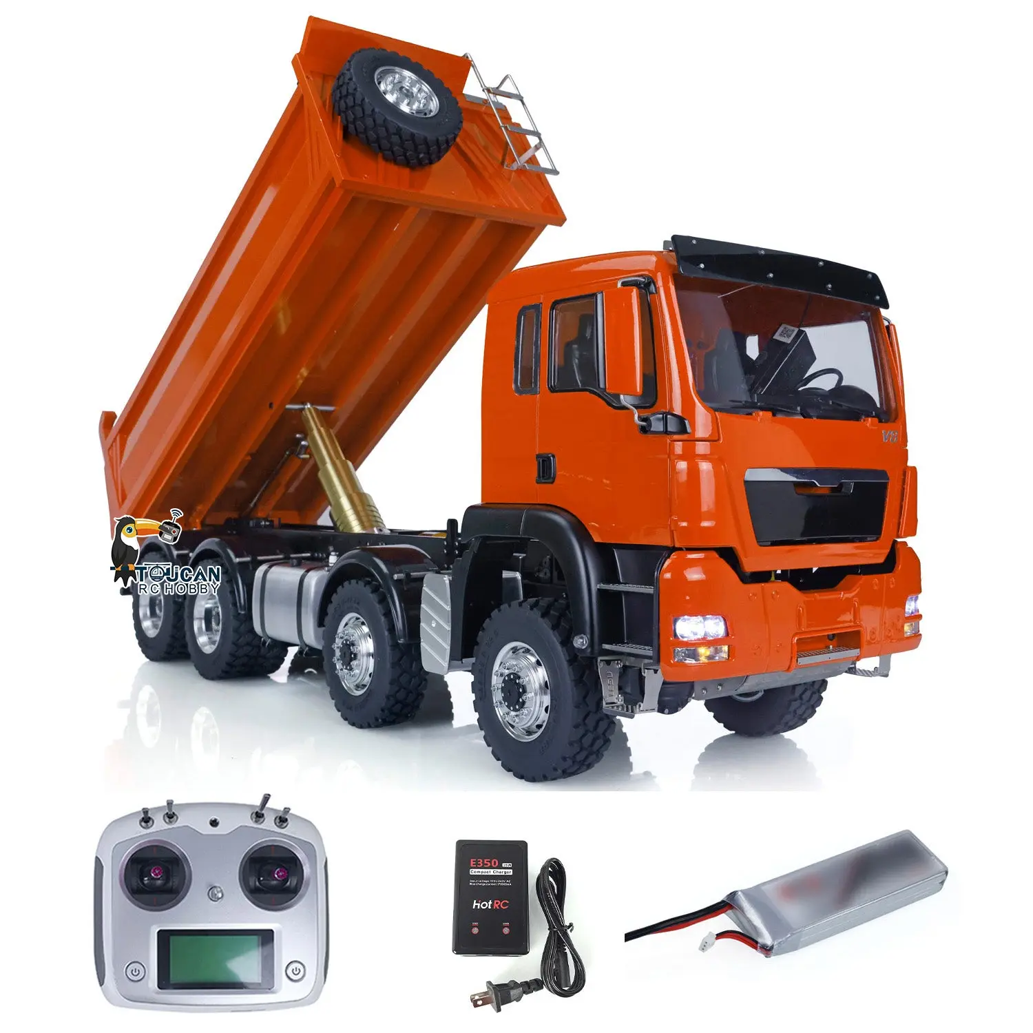 Customized LESU 1/14 8x8 Hydraulic RC Dumper Truck RTR Remote Controlled Tipper Simulation Model DIY Car Model Motor Servo ESC