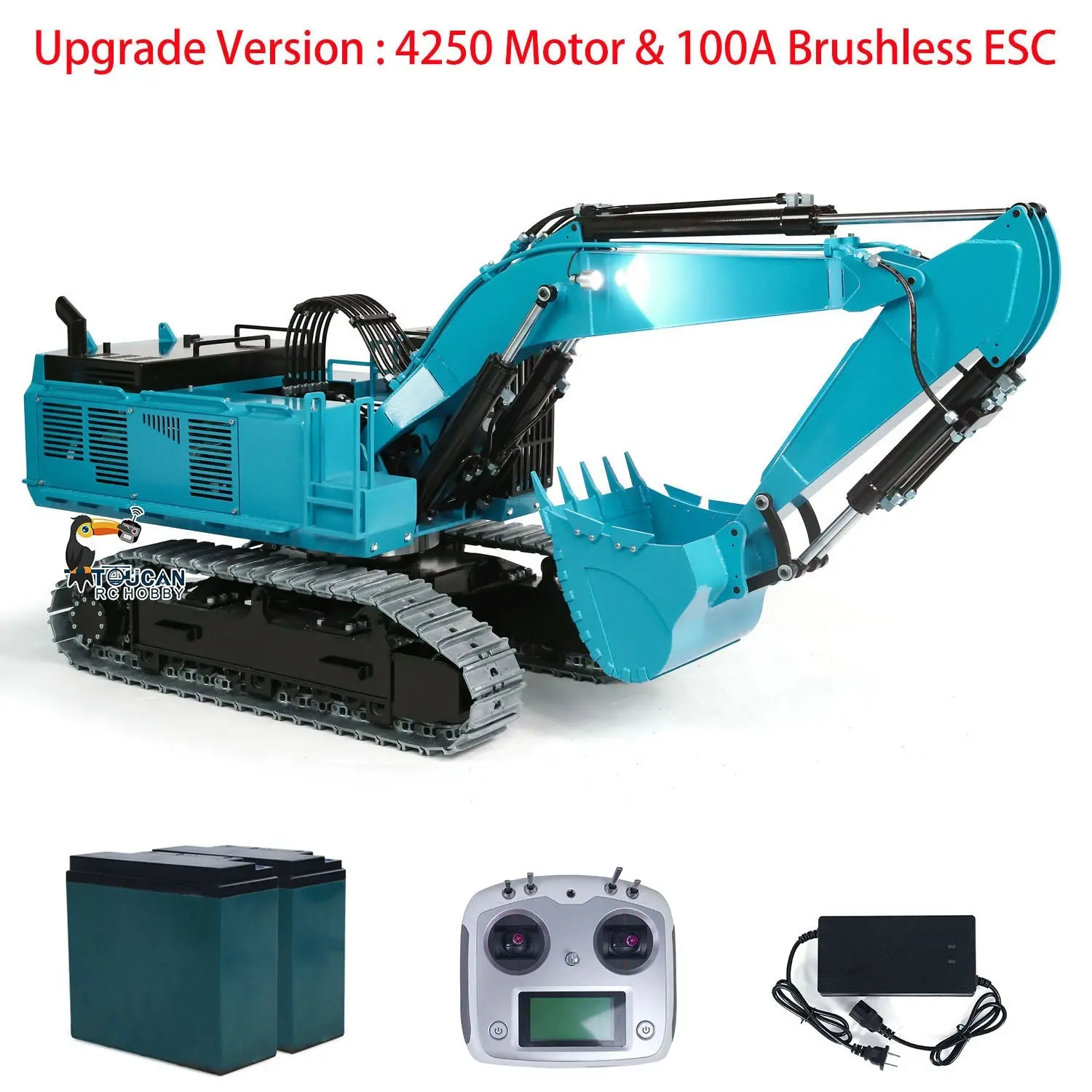 385CF 1/8 Hydraulic RC Excavator Metal Giant Remote Control Construction Vehicle Ready to Run Painted Assembled ESC Servo Motor