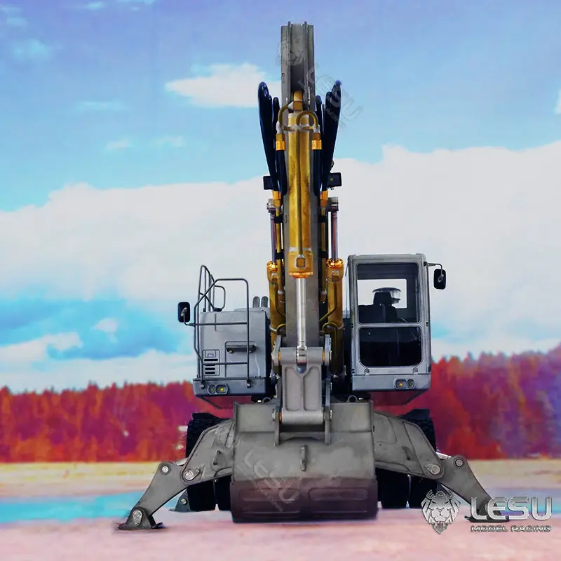 BEST SELLING 1/14 LESU RC Metal Aoue ET30H Wheeled Excavator Hydraulic System Pump Valve Lights Axle Fast Shipment