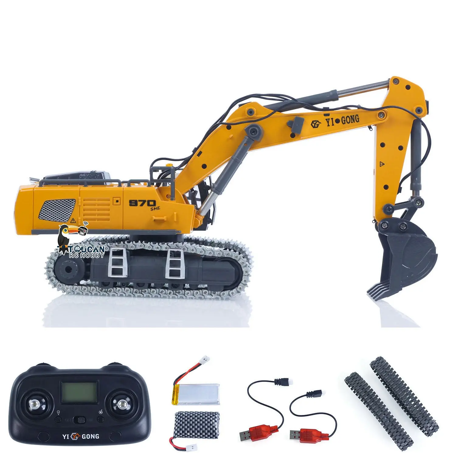 1/50 RC Excavator K970 Engineering Vehicle Remote Control Electric Lifting Digger Metal Bucket Tracks Light Sound RTR Battery