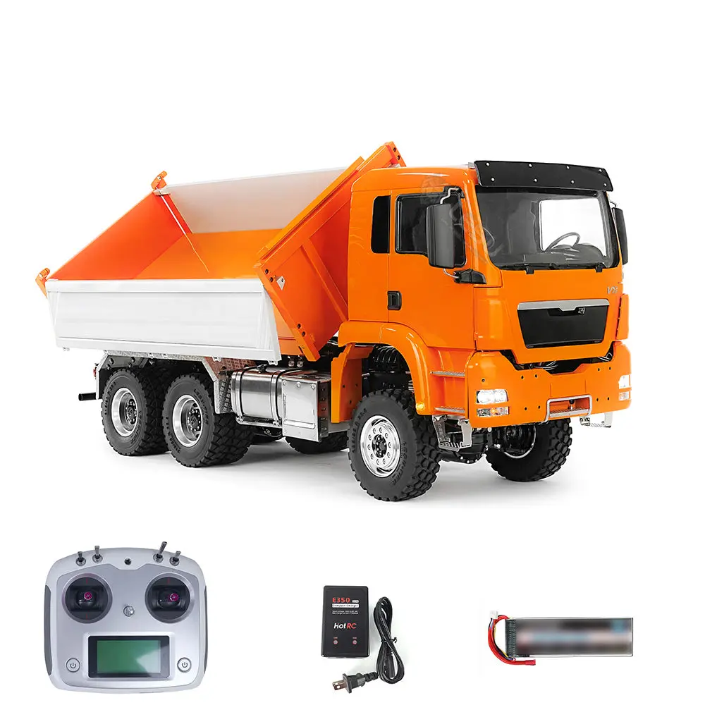 LESU TGS 1/14 RC Hydraulic Dump Truck 6x6 Metal Remote Control Dumper Car Model Three-Way Dumping Emulated Tipper Hobby Models