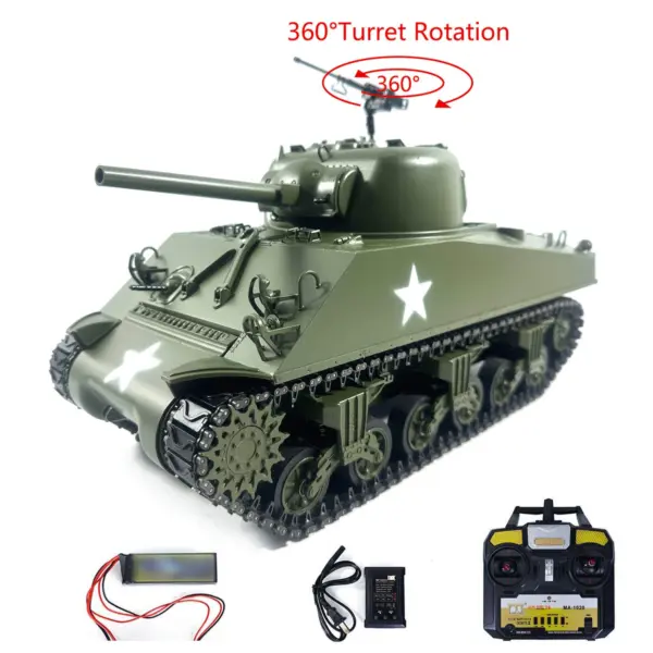 Mato 100% Metal 1/16 Scale RC Tank Sherman M4A3 BB Bullets Barrel Recoil 1230 Heavy Military Hobby Model Kits Multifuction Unit