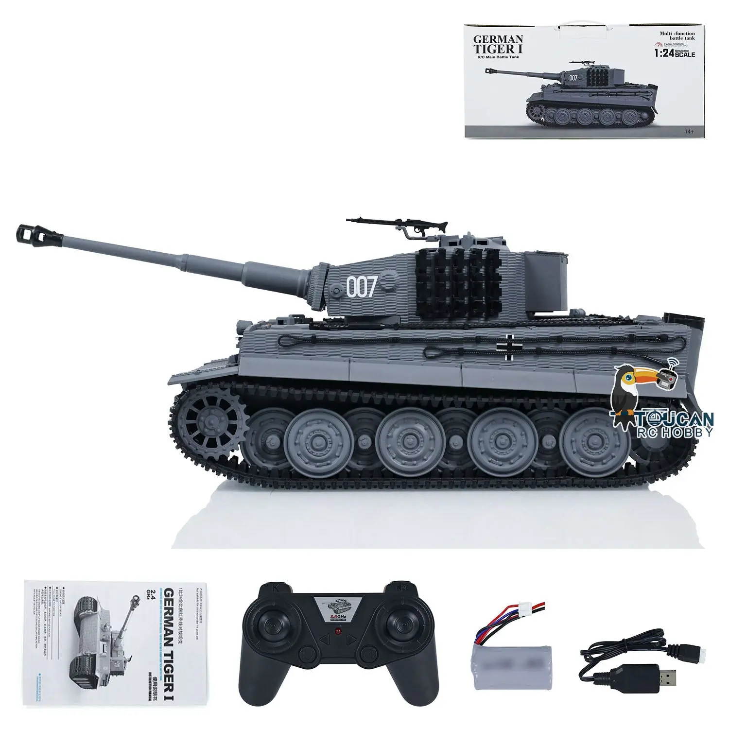 1/24 RC Battle Tank Taigen Tiger I Remote Control Infrared Combat Military Panzer DIY Car Model