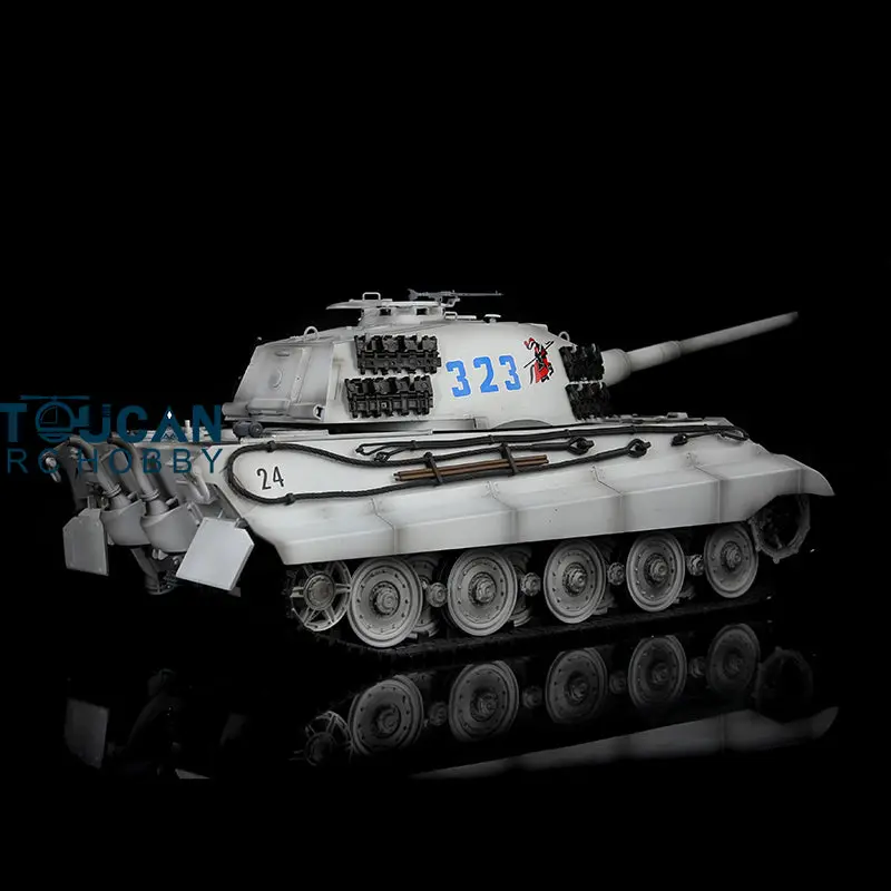 Henglong 1/16 7.0 Upgraded King Tiger RC Tank 3888A w/ 360Degrees Rotating Turret Barrel Recoil Metal Track Idler Sproket Wheels Smoking