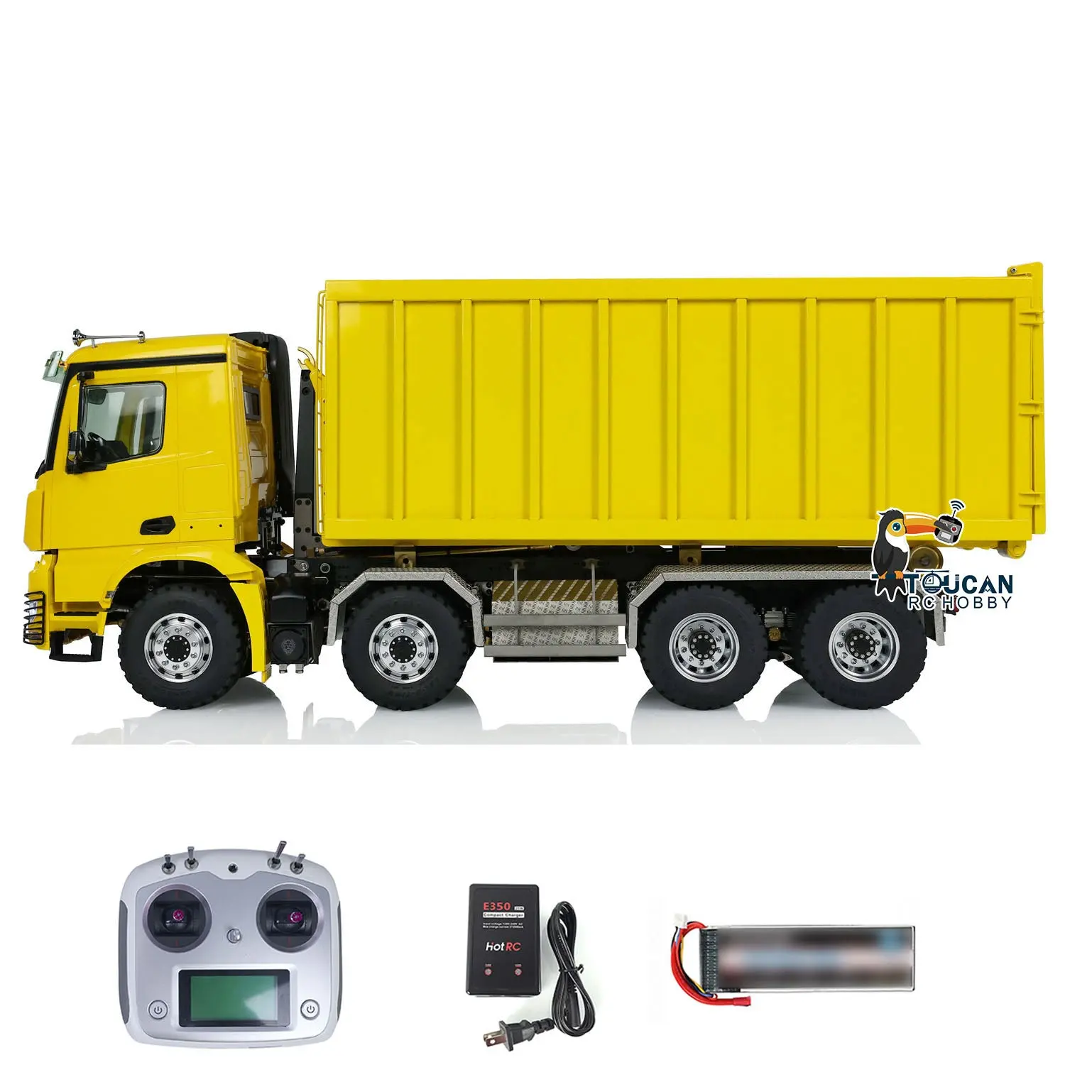 Customized LESU 8x8 1/14 Hydraulic RC Dump Truck Remote Controlled Roll On/Off Metal Waste Bin Tipper Simulation Cars Hobby Models