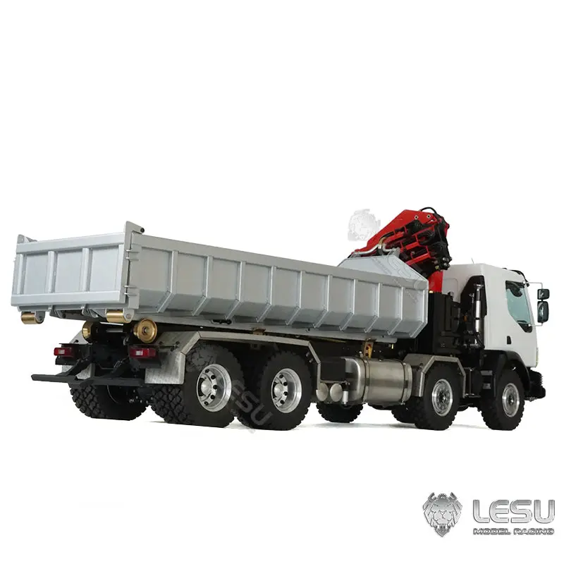 2Speed LESU Remote Control Hydraulic Roll on off Dumper Crane 1/14 RC Tipper Lock Differential Axle Metal 8X8 Chassis Gerabox