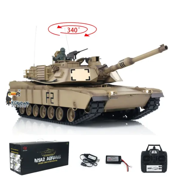 2.4Ghz Henglong 1:16 Scale 7.0 Plastic Version M1A2 Abrams RTR RC Tank 3918 Model BB Infrared Battery USB Charger