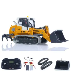 1:50 RC Electric Lifting Tracked Loader LR636 2.4G Construction Vehicle Metal Bucket Tracks Ripper RTR Model Light Sound Battery