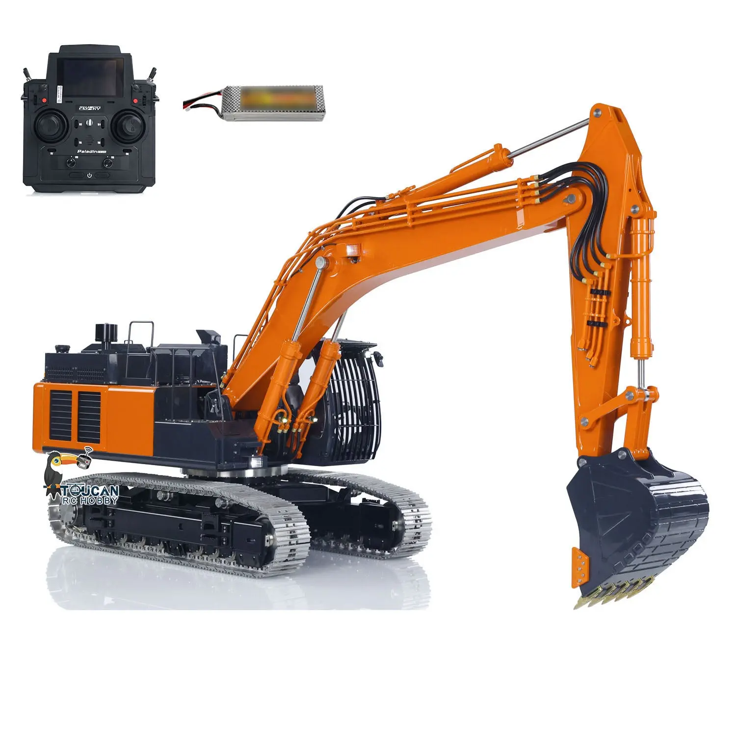 LESU Metal 1/14 RC Hydraulic Excavator Aoue ZX490 Remote Control Heavy Digger Car Construction Vehicle Model 6CH Valve Light 6CH Electrical Slip Ring FlySky PL18EV Radio Battery