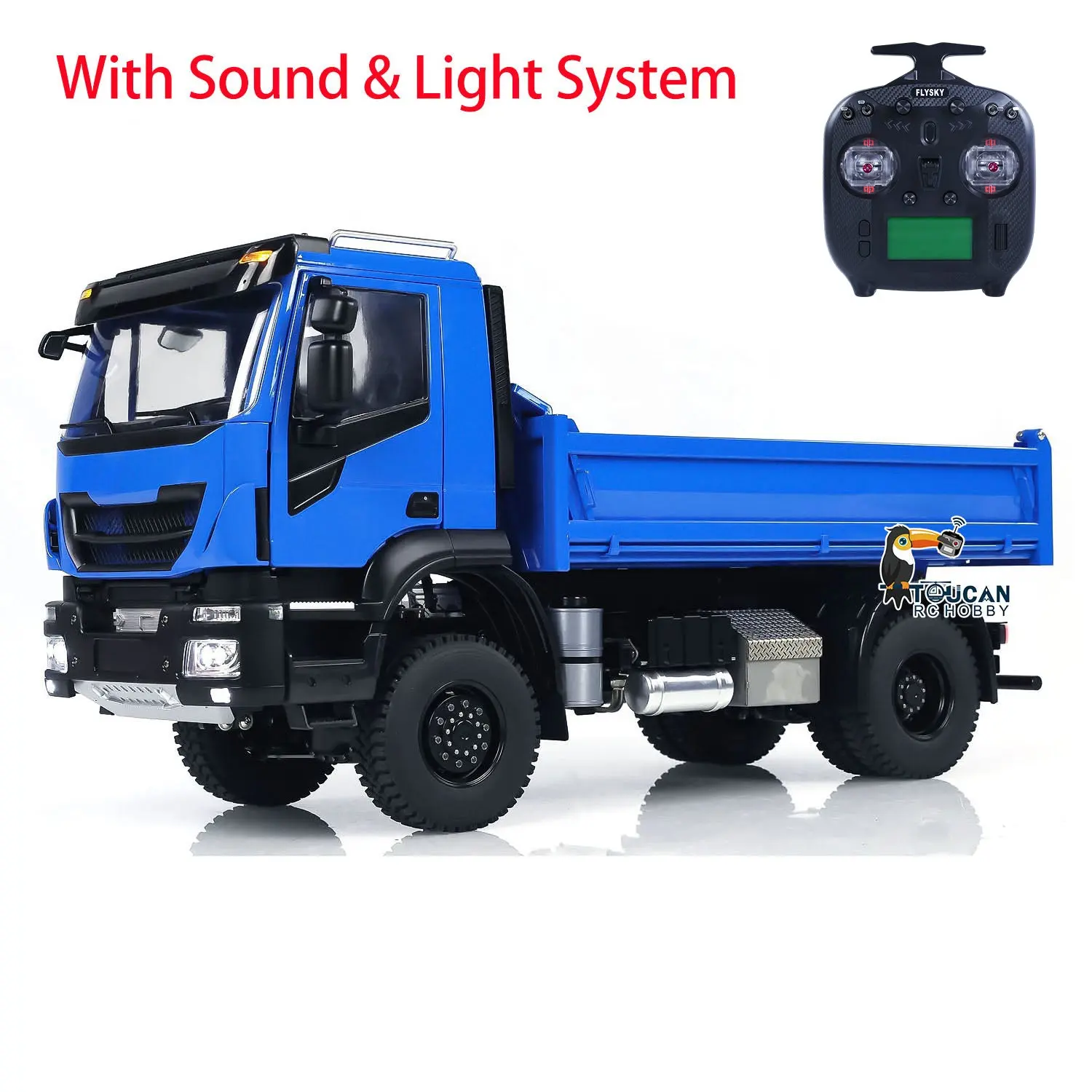 Metal 1/14 4x4 RC Hydraulic Dump Truck Customized Radio Control Tipper Car Simulation Model FlySky ST8 Assembled and Painted