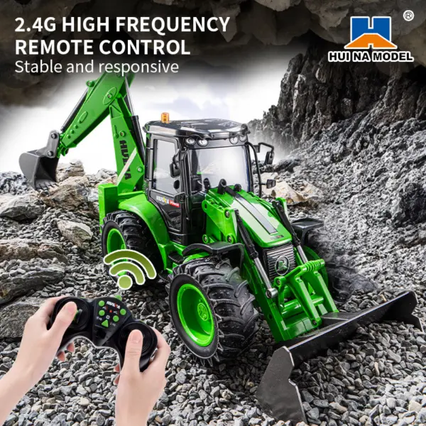 HUINA 1/14 1579 Plastic RC Loader Remote Controlled Backhoe Excavator 2.4G 9CH Hobby Model DIY Toys Electric Cars Painted