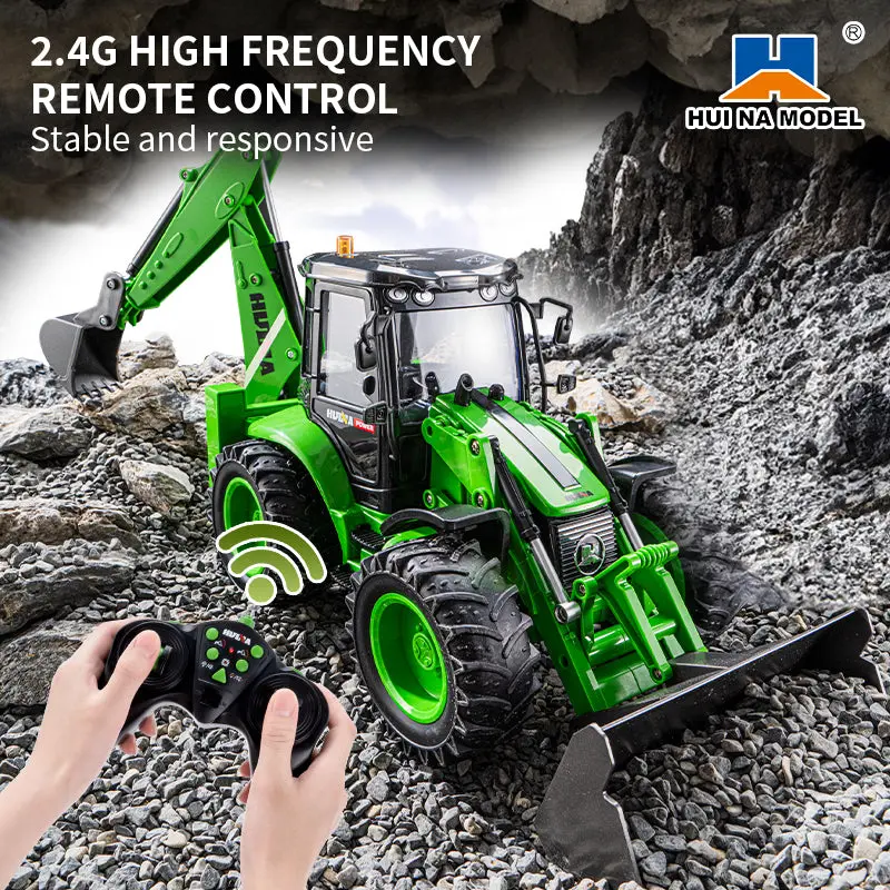 HUINA 1/14 1579 Plastic RC Loader Remote Controlled Backhoe Excavator 2.4G 9CH Hobby Model DIY Toys Electric Cars Painted