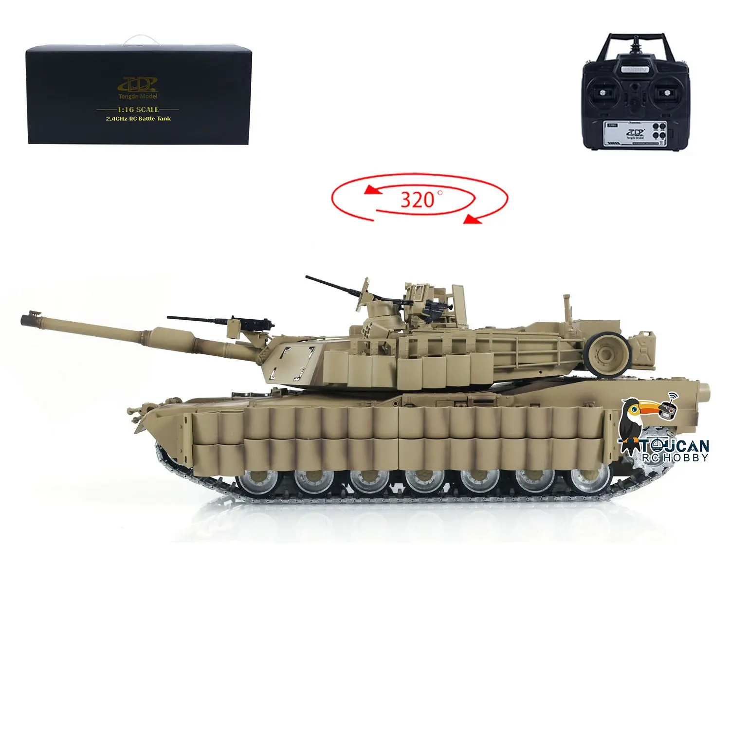 Tongde 1/16 Abrams M1A2 RC Infrared Battle Tank SEP TUSK II Remote Controlled Electric Panzer Model 320 BB Unit Barrel Recoil System