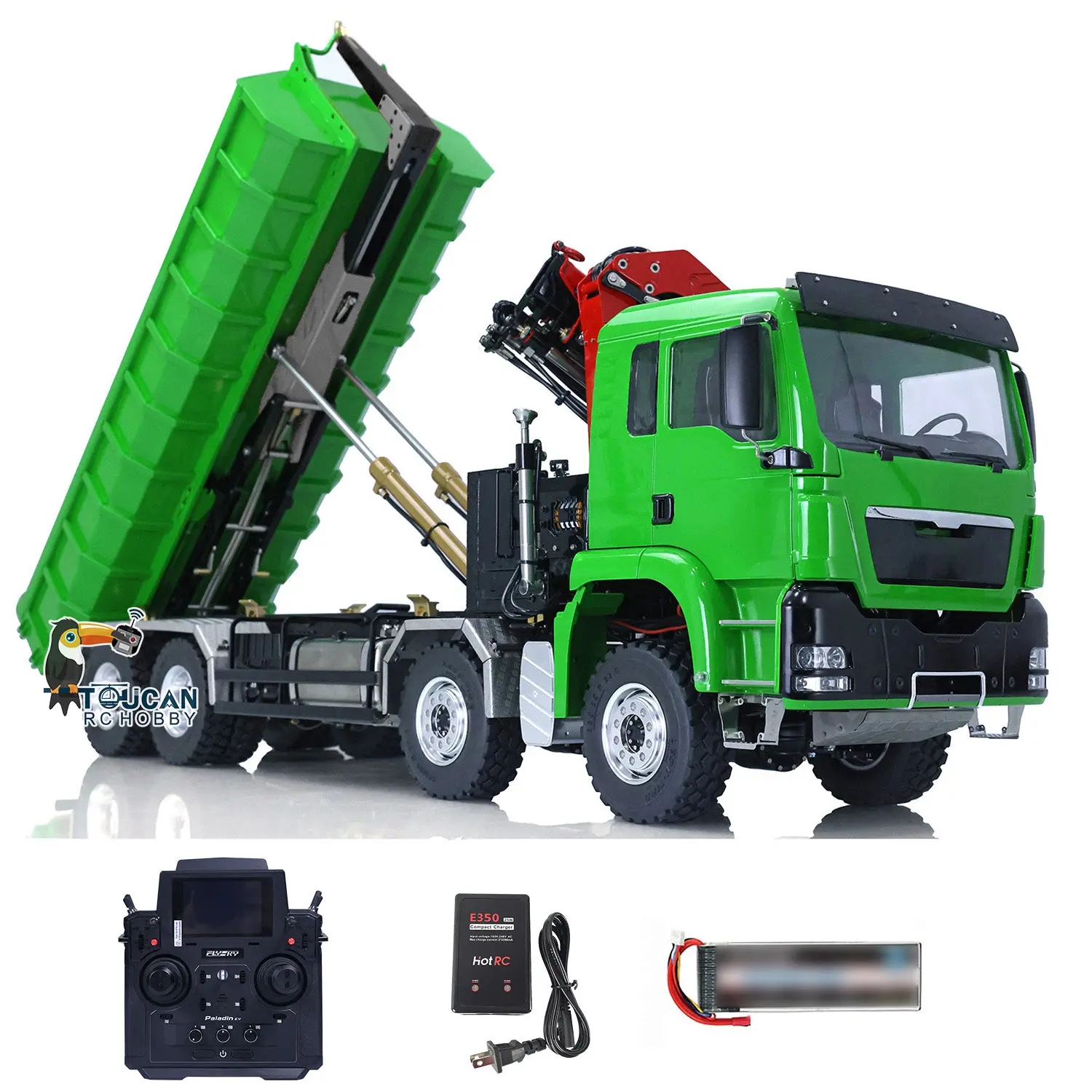 LESU 1/14 8*8 Hydraulic Metal Roll on/off Radio Control Truck Dumper RC Tipper Car Metal Crane Chassis Light Sound PL18EV Battery
