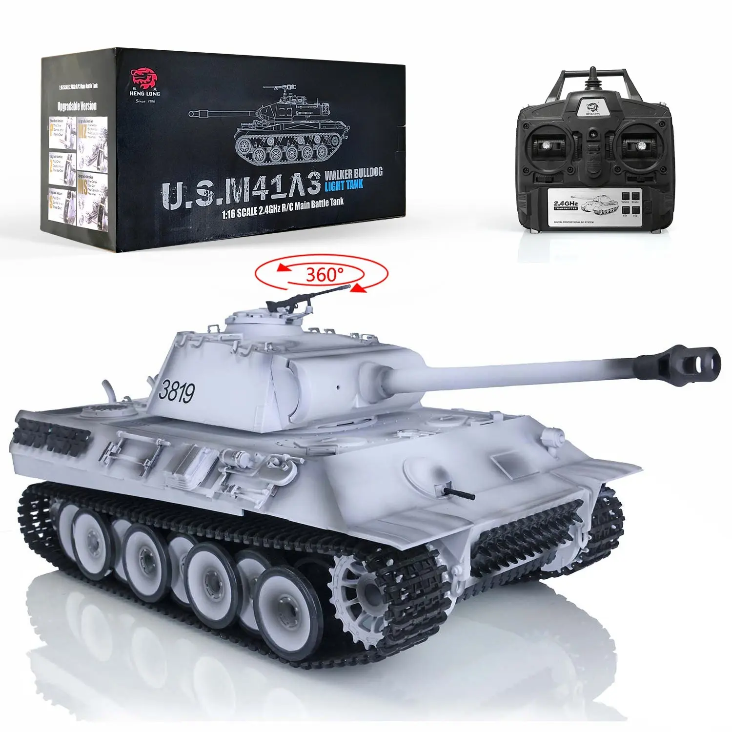 Henglong 1/16 Customized RC Tank 7.0 German Panther Tank 3819 w/ 360Degrees Rotating Turret Metal Tracks Idler Sproket Road Wheels