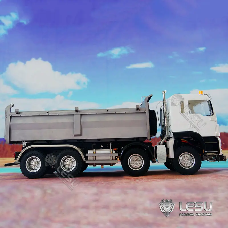 LESU 1/14 Scale 8*8 Metal Chassis TGS Hydraulic Dumper Truck Construction Vehicle Light Sound System Motor ESC
