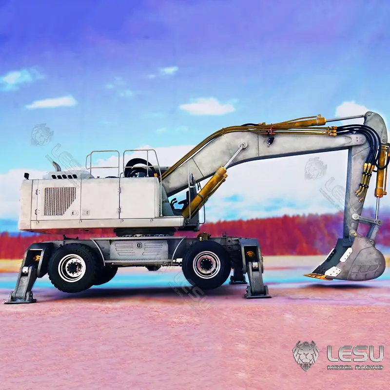 BEST SELLING 1/14 LESU RC Metal Aoue ET30H Wheeled Excavator Hydraulic System Pump Valve Lights Axle Fast Shipment